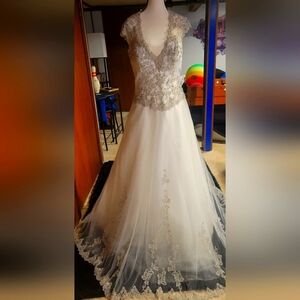 Elegant White and Gold Gown